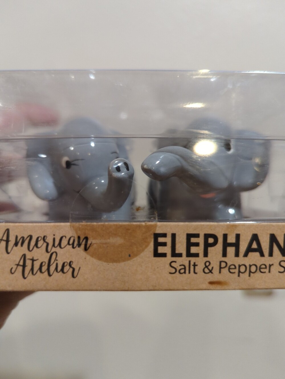 American Atelier Gray Ceramic Elephant Salt & Pepper Pair